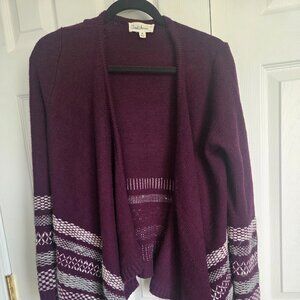 Purple open front Cardigan size M
